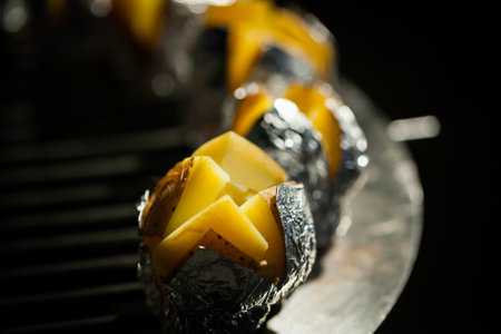 Roast potatoes prepared for the wedding dinner.の写真素材