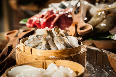 Seafood on the buffet Preparing for a wedding dinnerの写真素材