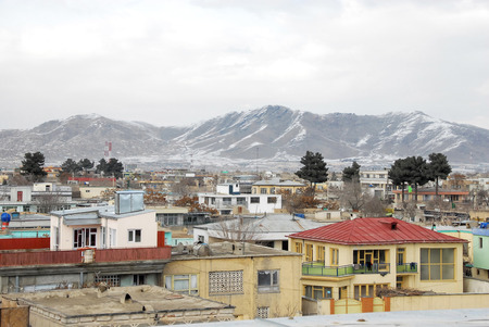 Kabul Afghanistan in the winter with mountains in the backgroundの写真素材