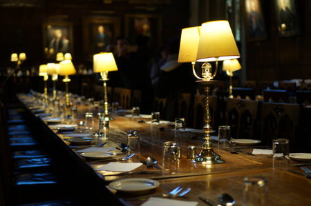 Dining table in a hallの写真素材