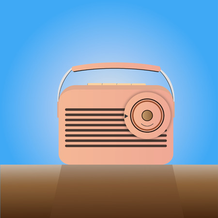 vintage radio on the tableのイラスト素材