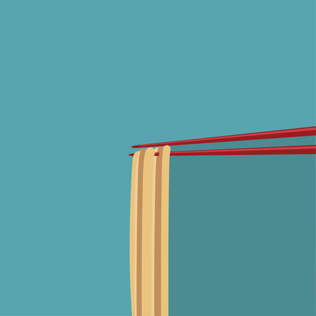 flat ramen noodles Japanese food with chopstrickのイラスト素材