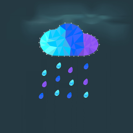 polygon cloud and rain designのイラスト素材