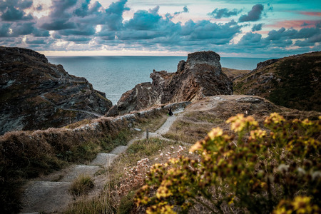 Sunset Over Cornwall Coastの写真素材