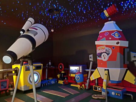 Bangkok, Thailand - June 13, 2018 : LINE Village Bangkok at Siam square one Shopping Center. The Digital Adventure. World's First LINE FRIENDS' Indoor Theme park. Moon's Rooftopのeditorial素材