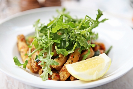 Calamari in Padella : Delicious and Crispy Fried Calamari coating with aromatic herbs and spices,...