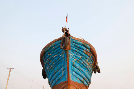 Repair shop of the fishing boatの写真素材