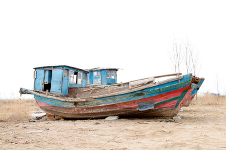 Old fishing boatの写真素材