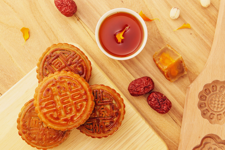 Mid Autumn Festival food, moon cakeの写真素材