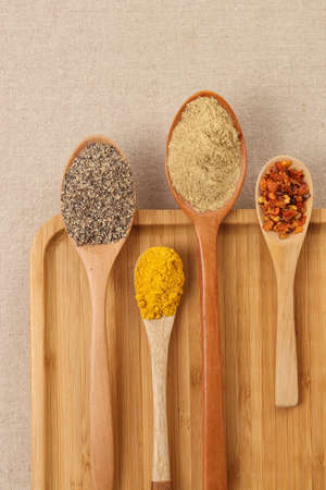 Flavored spices on table