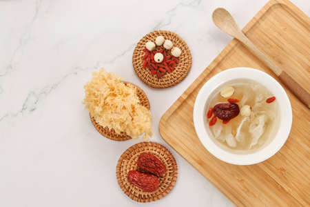 White Fungus and Lotus Seed Soupの写真素材