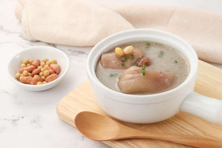 A bowl of pork knuckle soupの写真素材