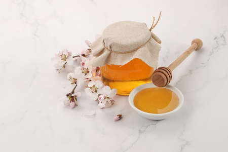 Honey and flowersの写真素材