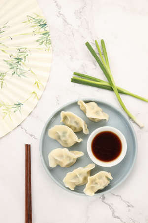 A plate of dumplingsの写真素材