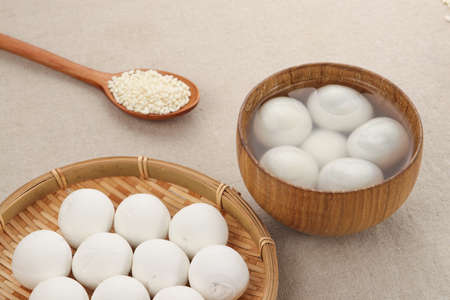 Glutinous rice balls   on the tableの写真素材