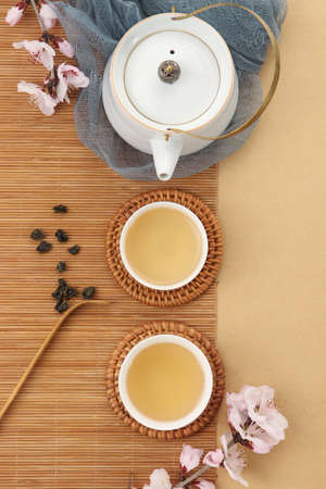 Tieguanyin tea on tableの写真素材