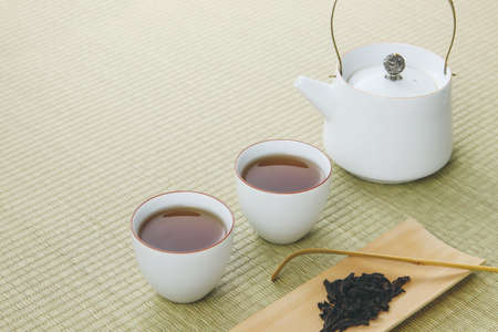 Black tea on tableの写真素材