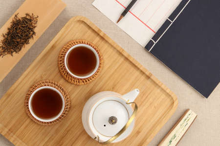 Jinjunmei black tea on the tableの写真素材