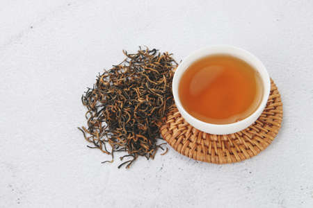 Jinjunmei black tea on the tableの写真素材