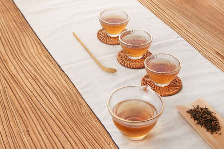 Jinjunmei black tea on the tableの写真素材