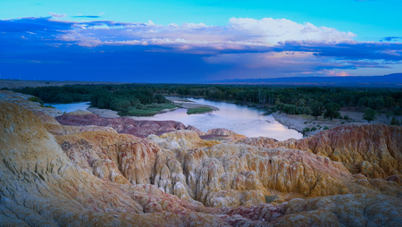 Colored sandstone at Colorful beachのeditorial素材