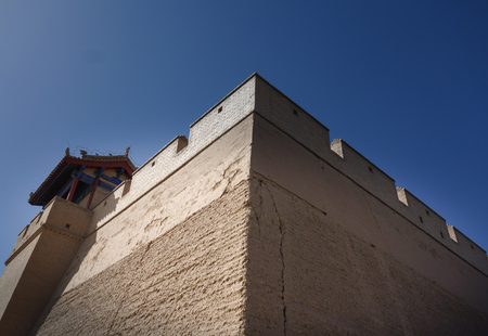 Jiayuguan city wall cornerのeditorial素材