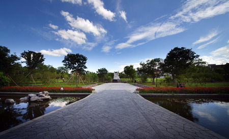 Butterflies flying sculpture at Liangzhu cultural parkのeditorial素材