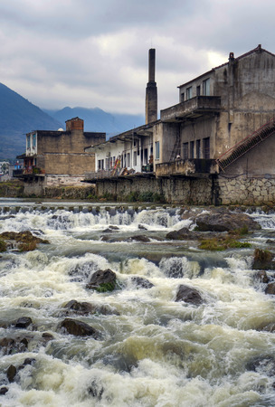 River in villageのeditorial素材