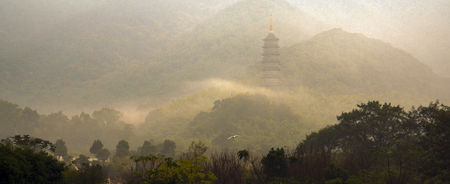 Tiantong Temple morning viewの写真素材