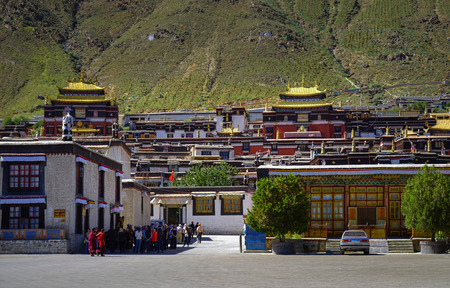 Entrance view of an ancient architectural building of buddhismのeditorial素材