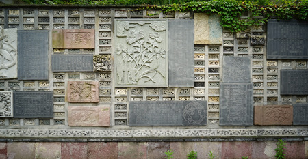 stone carving on wall about the Chinese cultureのeditorial素材