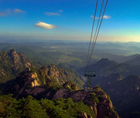 Mount Huangshan cableの写真素材