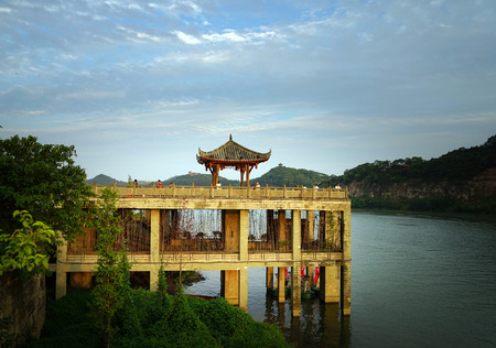 Gazebo at the river sideのeditorial素材