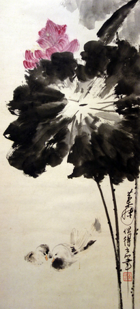 Lotus flower paintingのeditorial素材