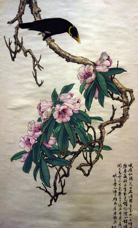 Flowers and birds paintingのeditorial素材