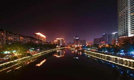 Night view of Chengduのeditorial素材
