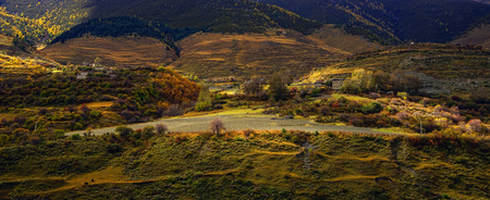 Tibetan village in late autumnの写真素材