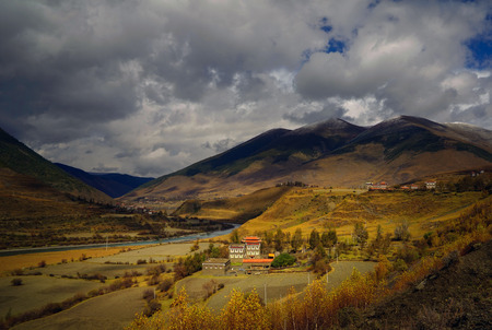Xinduqiao Tibetan Villageの写真素材