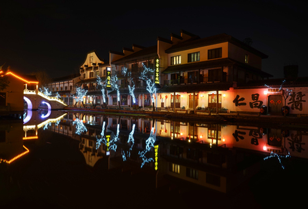 An ancient town night sceneのeditorial素材