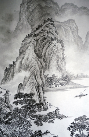 Ink painting landscapeのeditorial素材