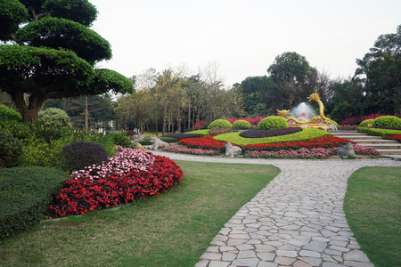 sidewalk in China Folk Culture Villagesのeditorial素材