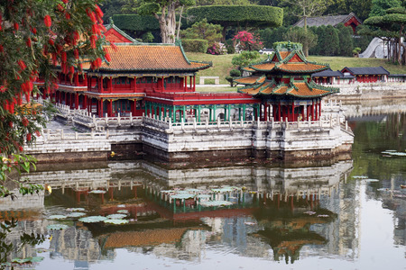 Waterside Garden in China Folk Culture Villagesのeditorial素材