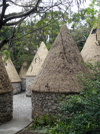 African dwellings at window of the Worldのeditorial素材