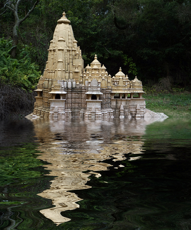 India Kangda liez Temple at window of the world theme parkのeditorial素材