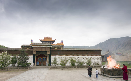 Exterior landscape view of a temple in Tibet, Chinaのeditorial素材