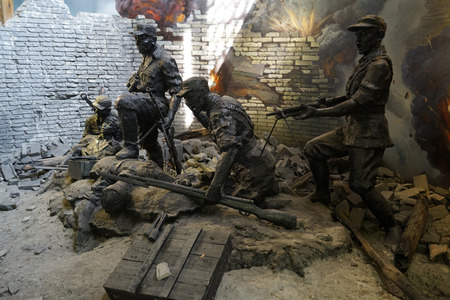 Anti-Japanese War scene sculpture in a museumのeditorial素材