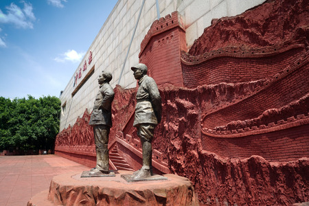 Mao Zedong and Zhu De sculptureのeditorial素材