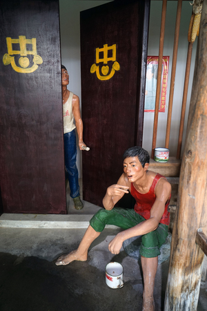 The educated youth brush their teeth at jianchuan museumのeditorial素材