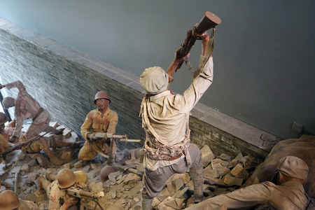 Positional warfare scene at museum of Anti japanese Warのeditorial素材