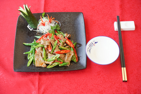 Stir fried pork with chiliのeditorial素材